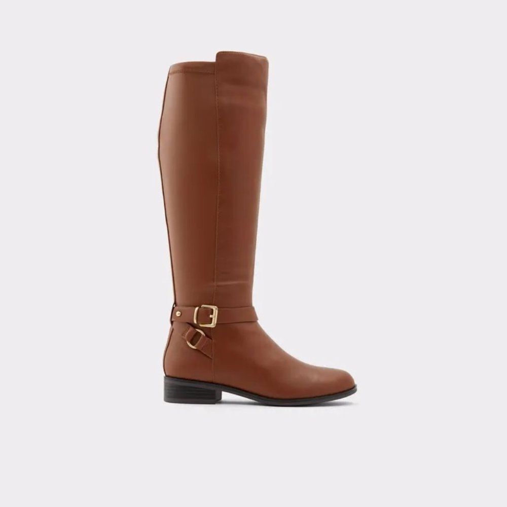 Aldo Knee high brown leather look Riding Boots